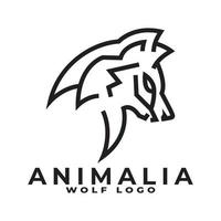 set monoline wolf logo ontwerp vector