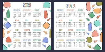 muur kalender plein 2023. bloemen organisator sjabloon. modern maandelijks ontwerper met abstract kleur bloemen, planten. week begint Aan maandag. vector vlak illustratie voor afdrukken