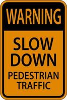 waarschuwing langzaam naar beneden voetganger verkeer teken Aan wit achtergrond vector
