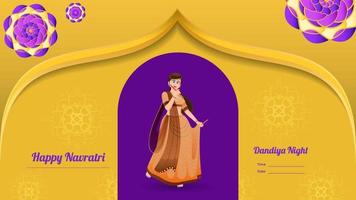 traditioneel gekleed meisje vector, creatief dandiya banier vector, gelukkig navratri. vector