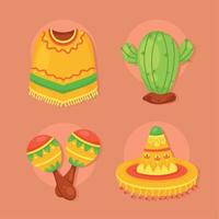 vier iconen van de Mexicaanse cultuur vector