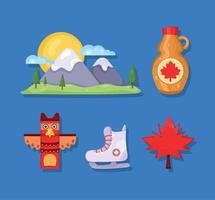vijf Canadees cultuur pictogrammen vector