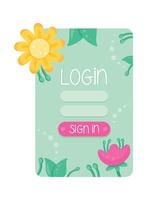 Log in sjabloon met bloemen vector