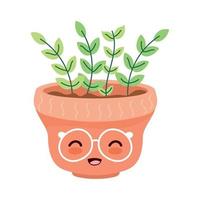 kamerplant met bril kawaii stijl vector