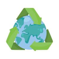 aarde planeet met recycle pijlen vector