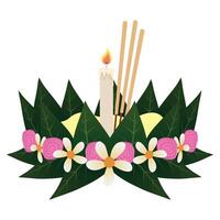 loy krathong kaars in bloemen vector