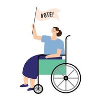 vrouw kiezer in rolstoel vector