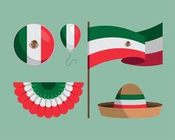 vijf Mexico cultuur pictogrammen vector