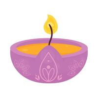 lila diwali ceremonie kaars vector