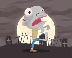 halloween zombie in begraafplaats vector