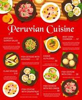 Peruaanse keuken restaurant menu bladzijde sjabloon vector