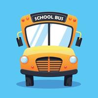 Amerikaans geel school- bus . voorkant visie. tekenfilm grappig.terug naar school- vector