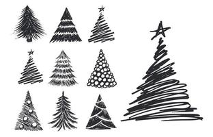 kerstboom handgetekende illustraties. vector. vector