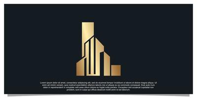 monogram logo ontwerp eerste brief l voor bedrijf met gebouw gouden kleur concept premie vector