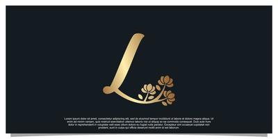 logo ontwerp brief l met bloem uniek concept premie vector