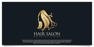 schoonheid haar- salon logo ontwerp voor bedrijf met gouden helling kleur concept premie vector 2