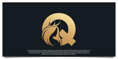 monogram logo ontwerp eerste brief q voor bedrijf met Dames schoonheid concept premie vector