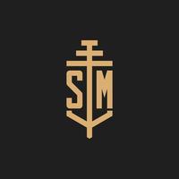 sm eerste logo monogram met pijler pictogram ontwerp vector