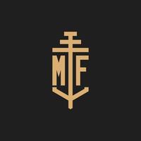 mf eerste logo monogram met pijler pictogram ontwerp vector