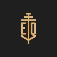 eq eerste logo monogram met pijler pictogram ontwerp vector