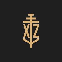 xz eerste logo monogram met pilaar pictogram ontwerp vector