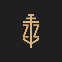 zz eerste logo monogram met pilaar pictogram ontwerp vector