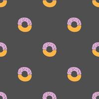 naadloos donut patroon. tekening vector patroon met donut pictogrammen. gekleurde donut achtergrond