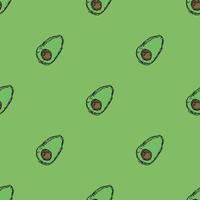 naadloos avocadopatroon. gekleurde avocado-achtergrond. doodle vectorillustratie met fruit vector