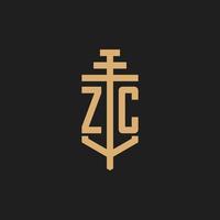 zc eerste logo monogram met pijler pictogram ontwerp vector