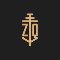zq eerste logo monogram met pijler pictogram ontwerp vector