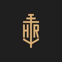 hr eerste logo monogram met pijler pictogram ontwerp vector