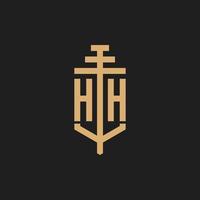hh eerste logo monogram met pilaar pictogram ontwerp vector