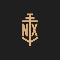 nx eerste logo monogram met pilaar pictogram ontwerp vector
