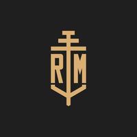 rm eerste logo monogram met pijler pictogram ontwerp vector