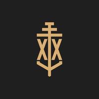 xx eerste logo monogram met pilaar pictogram ontwerp vector