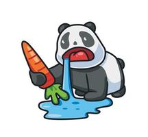 schattig panda hongerig willen aan het eten een wortel vector