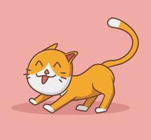 schattig kat gelukkig poses werkzaamheid. dier geïsoleerd tekenfilm vlak stijl sticker web ontwerp icoon illustratie premie vector logo mascotte karakter