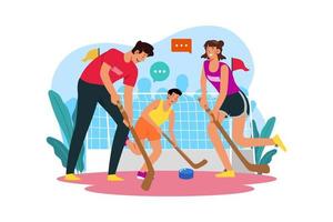 familie spelen hockey illustratie concept Aan wit achtergrond vector