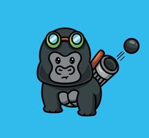 schattig gorilla brengen een bazooka vector