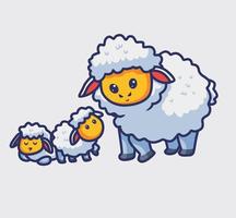 schattig schapen familie mam en haar kind. geïsoleerd tekenfilm dier natuur illustratie. vlak stijl geschikt voor sticker icoon ontwerp premie logo vector. mascotte karakter vector
