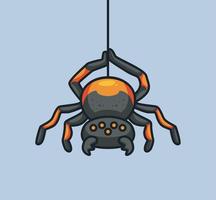 schattig tarantula spin aan het liegen Aan een netto. geïsoleerd tekenfilm dier natuur illustratie. vlak stijl geschikt voor sticker icoon ontwerp premie logo vector. mascotte karakter vector