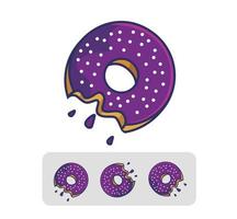 tekenfilm zoet donuts reeks een mond beet. voedsel en drinken tekenfilm vlak stijl icoon illustratie premie vector logo