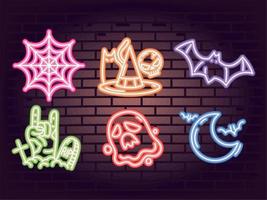 pictogrammen, neon halloween vector