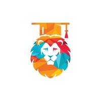 leeuw leerling vector logo ontwerp. leeuw academie logo concept.