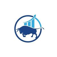 financiële stier logo ontwerp. handel bull grafiek, financiële logo. economie financiën grafiek bar zakelijke productiviteit logo pictogram. vector