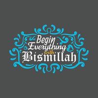 beginnen alles met bismillah belettering vector