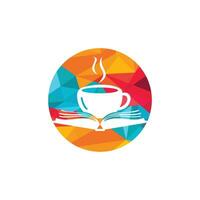 koffie boek vector logo ontwerp. thee boek op te slaan iconisch logo.