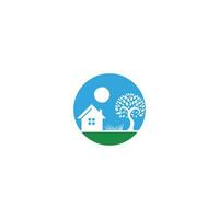 eco dorp logo ontwerp sjabloon. vector echt landgoed bio huis teken logotype icoon. biologisch behuizing etiket voor Gezondheid leven.