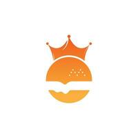 hamburger koning vector logo ontwerp. hamburger met kroon icoon logo concept.