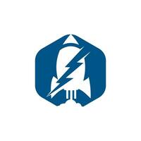 elektrisch raket vector logo ontwerp. raket en blikseminslag logo icoon.